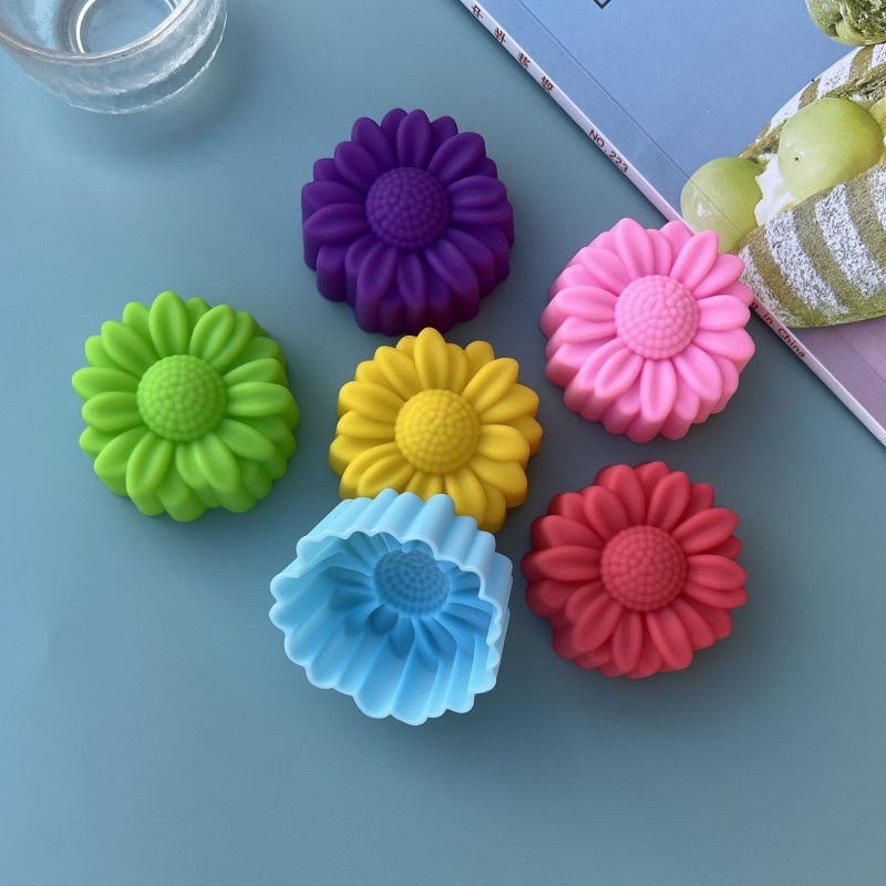 Soap Mold Silicone Loaf - 6 Pcs Set Non-Stick Flower Designs
