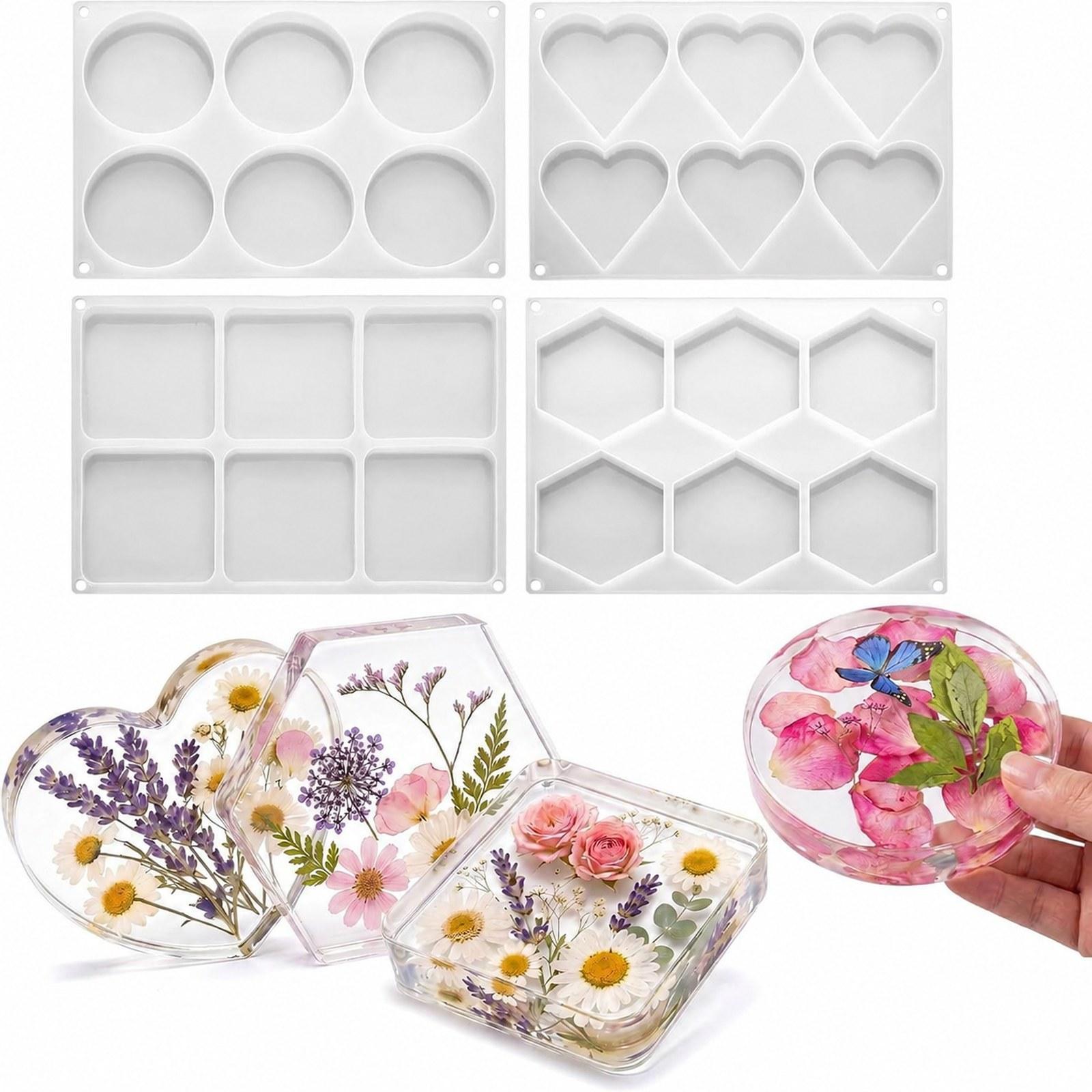 4Pcs Deep Resin Coaster Molds  - огляд і ціна Soap Making Gel